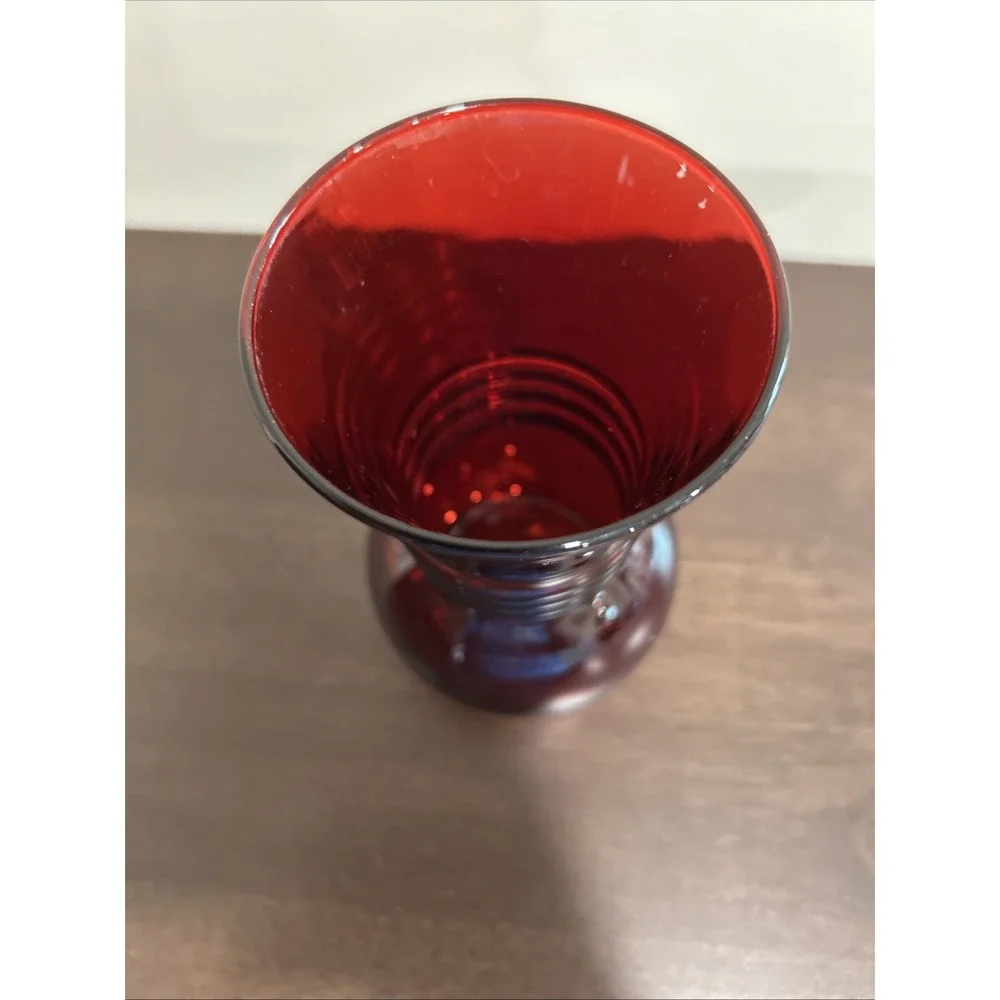 anchor hocking Royal Ruby 6 Vase Vintage Glass‎